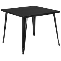 Flash Furniture CH-51050-29-BK-GG 35.5" Square Black Metal Indoor/Outdoor Table