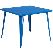 Flash Furniture CH-51050-29-BL-GG 35.5" Square Blue Metal Indoor/Outdoor Table