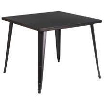 Flash Furniture CH-51050-29-BQ-GG 35.5&quot; Square Black-Antique Gold Metal Indoor/Outdoor Table