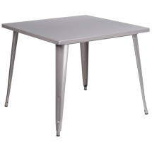 Flash Furniture CH-51050-29-SIL-GG 35.5" Square Silver Metal Indoor/Outdoor Table