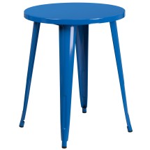 Flash Furniture CH-51080-29-BL-GG 24&quot; Round Blue Metal Indoor/Outdoor Table