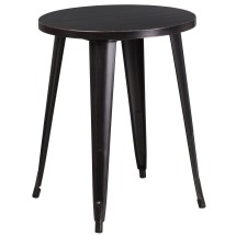 Flash Furniture CH-51080-29-BQ-GG 24" Round Black-Antique Gold Metal Indoor/Outdoor Table