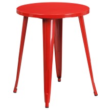 Flash Furniture CH-51080-29-RED-GG 24" Round Red Metal Indoor/Outdoor Table