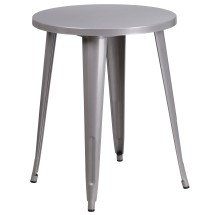 Flash Furniture CH-51080-29-SIL-GG 24" Round Silver Metal Indoor/Outdoor Table