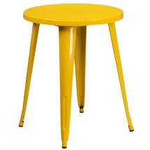 Flash Furniture CH-51080-29-YL-GG 24&quot; Round Yellow Metal Indoor/Outdoor Table