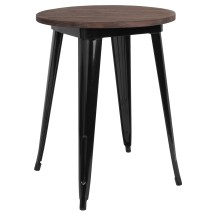 Flash Furniture CH-51080-29M1-BK-GG 24&quot; Round Black Metal Indoor Table with Walnut Rustic Wood Top