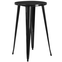 Flash Furniture CH-51080-40-BK-GG 24" Round Black Metal Indoor/Outdoor Bar Height Table