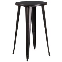 Flash Furniture CH-51080-40-BQ-GG 24&quot; Round Black-Antique Gold Metal Indoor/Outdoor Bar Height Table