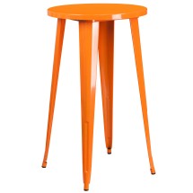 Flash Furniture CH-51080-40-OR-GG 24" Round Orange Metal Indoor/Outdoor Bar Height Table