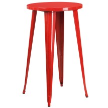 Flash Furniture CH-51080-40-RED-GG 24" Round Red Metal Indoor/Outdoor Bar Height Table