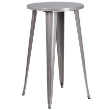 Flash Furniture CH-51080-40-SIL-GG 24&quot; Round Silver Metal Indoor/Outdoor Bar Height Table