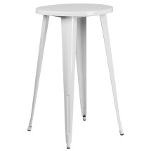 Flash Furniture CH-51080-40-WH-GG 24" Round White Metal Indoor/Outdoor Bar Height Table