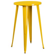 Flash Furniture CH-51080-40-YL-GG 24&quot; Round Yellow Metal Indoor/Outdoor Bar Height Table