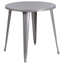 Flash Furniture CH-51090-29-SIL-GG 30" Round Silver Metal Indoor/Outdoor Table