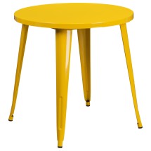 Flash Furniture CH-51090-29-YL-GG 30&quot; Round Yellow Metal Indoor/Outdoor Table