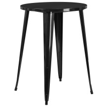 Flash Furniture CH-51090-40-BK-GG 30" Round Black Metal Indoor/Outdoor Bar Height Table