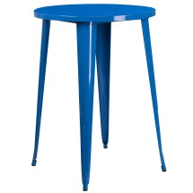 Flash Furniture CH-51090-40-BL-GG 30" Round Blue Metal Indoor/Outdoor Bar Height Table