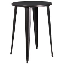 Flash Furniture CH-51090-40-BQ-GG 30&quot; Round Black-Antique Gold Metal Indoor/Outdoor Bar Height Table