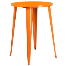 Flash Furniture CH-51090-40-OR-GG 30" Round Orange Metal Indoor/Outdoor Bar Height Table