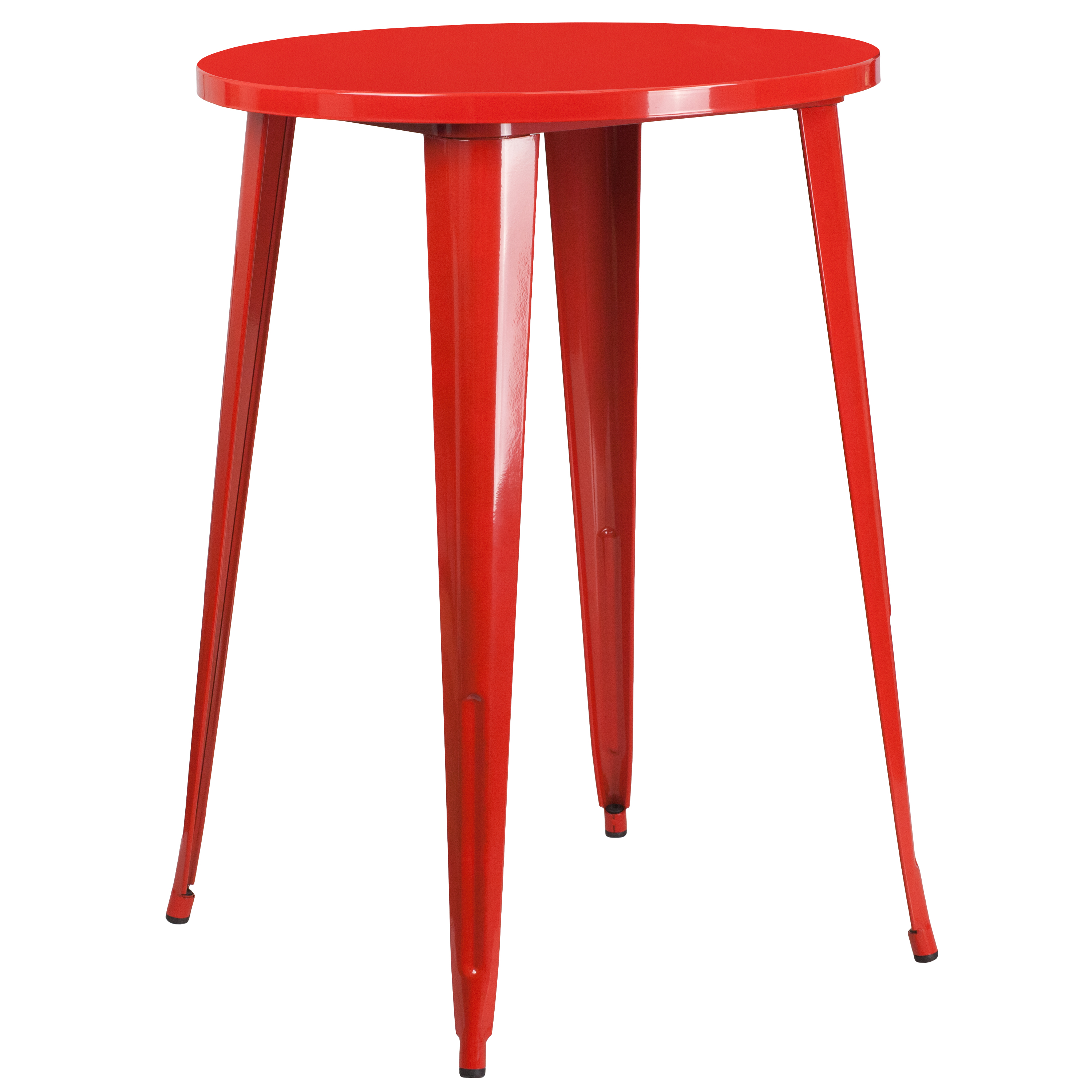 Flash Furniture CH-51090-40-RED-GG 30" Round Red Metal Indoor/Outdoor Bar Height Table