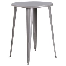 Flash Furniture CH-51090-40-SIL-GG 30" Round Silver Metal Indoor/Outdoor Bar Height Table