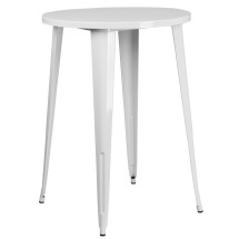 Flash Furniture CH-51090-40-WH-GG 30" Round White Metal Indoor/Outdoor Bar Height Table
