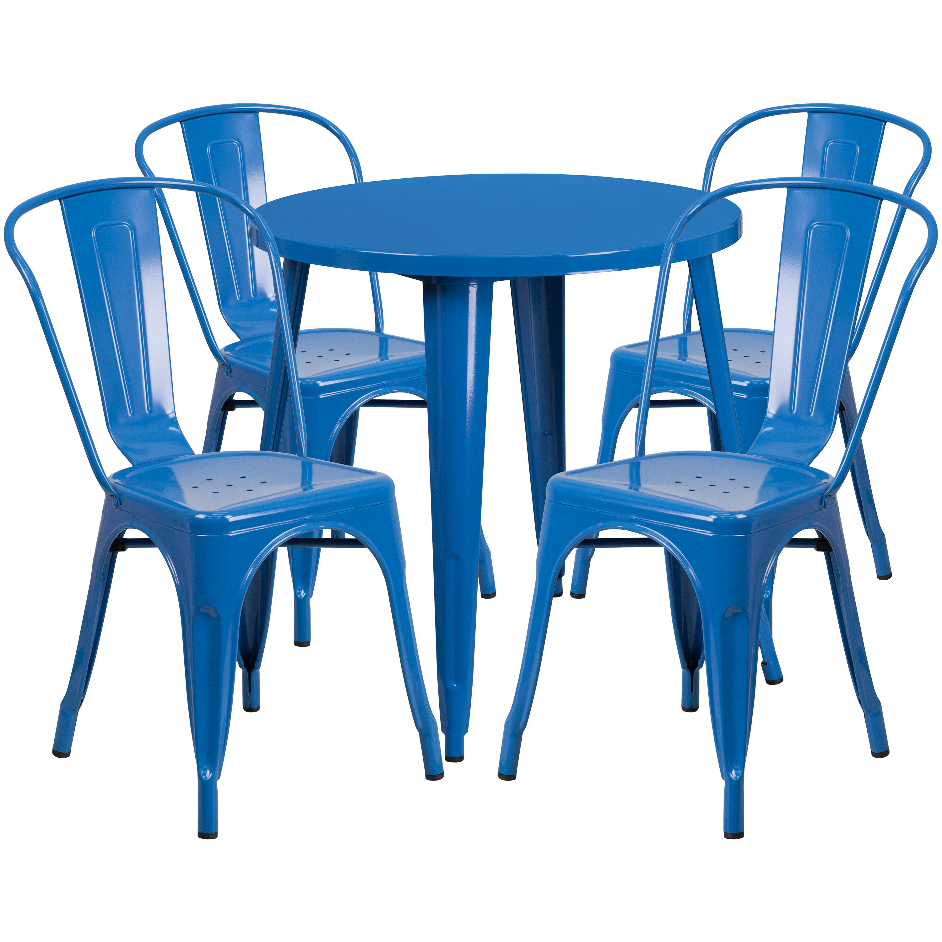 Flash Furniture CH-51090TH-4-18CAFE-BL-GG 30" Round Blue Metal Indoor/Outdoor Table Set with 4 Cafe Chairs