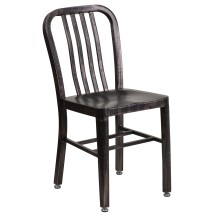 Flash Furniture CH-61200-18-BQ-GG Commercial Grade Black-Antique Gold Metal Indoor/Outdoor Chair