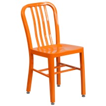 Flash Furniture CH-61200-18-OR-GG Commercial Grade Orange Metal Indoor/Outdoor Chair