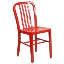 Flash Furniture CH-61200-18-RED-GG Commercial Grade Red Metal Indoor/Outdoor Chair