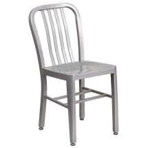 Flash Furniture CH-61200-18-SIL-GG Commercial Grade Silver Metal Indoor/Outdoor Chair