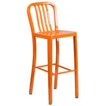 Flash Furniture CH-61200-30-OR-GG 30" Orange Metal Indoor/Outdoor Barstool with Vertical Slat Back