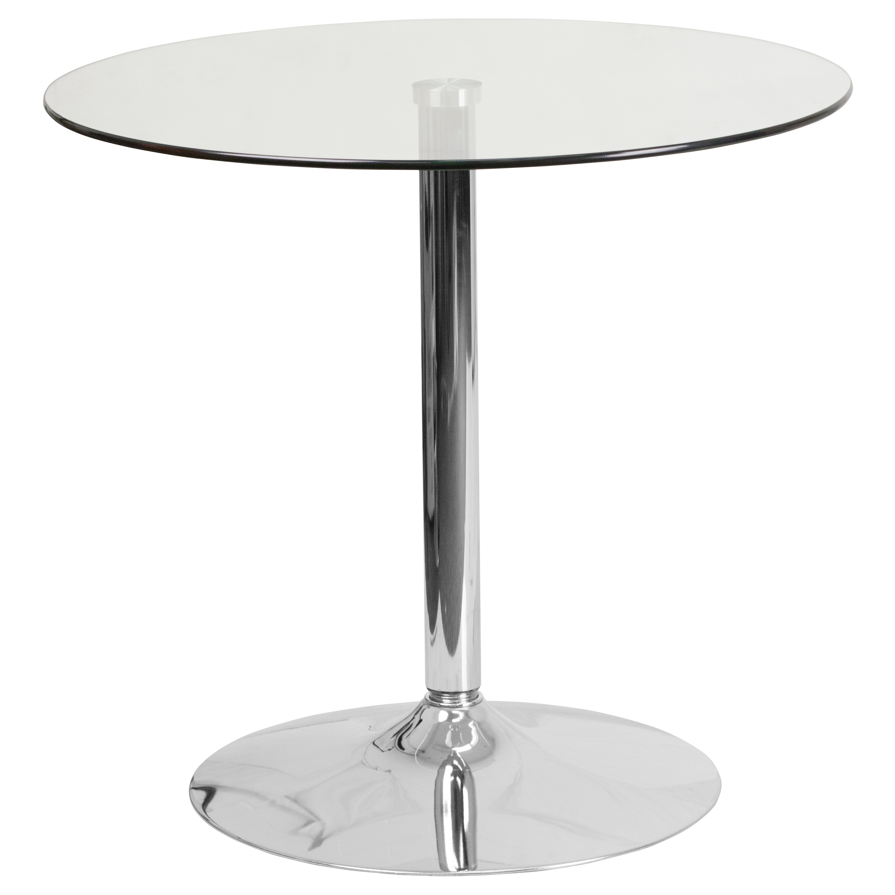 Flash Furniture CH-7-GG 31.5'' Round Glass Table with 29''H Chrome Base