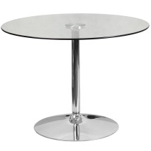 Flash Furniture CH-8-GG Hills 39.25'' Round Glass Table with 29''H Chrome Base
