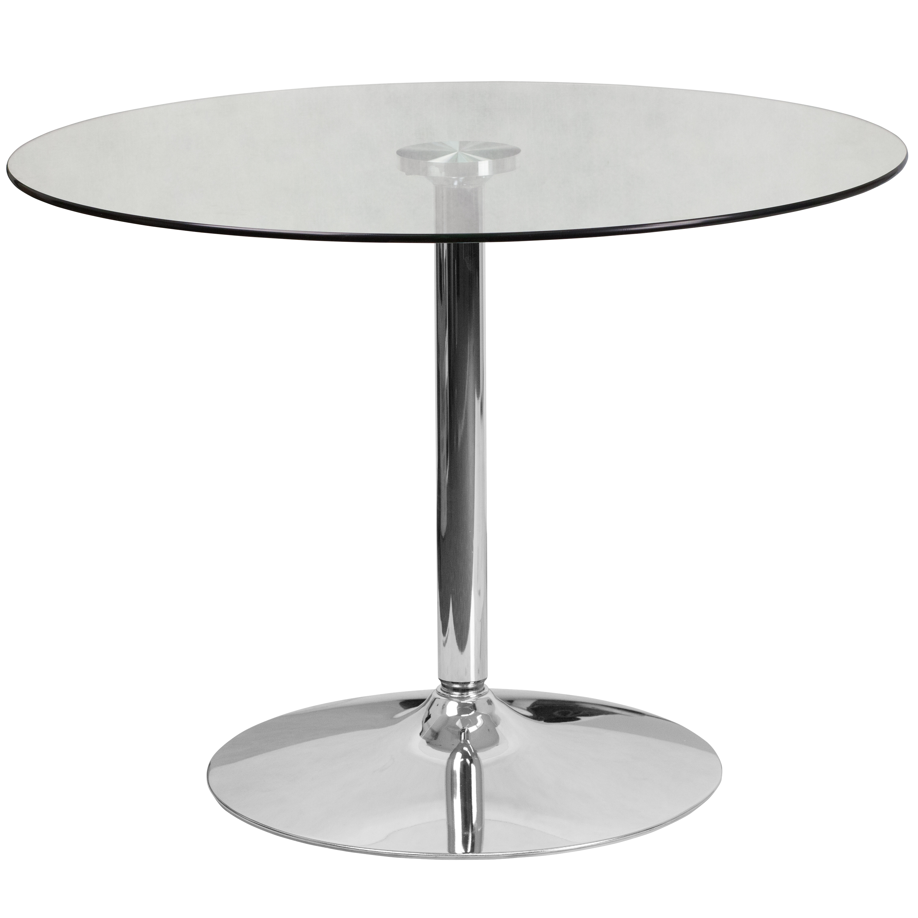 Flash Furniture CH-8-GG Hills 39.25'' Round Glass Table with 29''H Chrome Base
