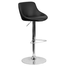 Flash Furniture CH-82028-MOD-BK-GG Contemporary Black Vinyl Bucket Seat Adjustable Height Barstool with Chrome Base