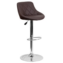 Flash Furniture CH-82028A-BRN-GG Contemporary Brown Vinyl Diamond Pattern Bucket Seat Adjustable Height Barstool with Chrome Base
