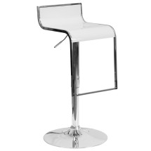 Flash Furniture CH-TC3-1027P-WH-GG Contemporary White Plastic Adjustable Height Barstool with Chrome Drop Frame