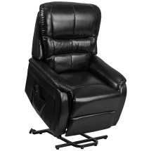 Flash Furniture CH-US-153062L-BK-LEA-GG Hercules Black LeatherSoft Remote Powered Lift Recliner for Elderly