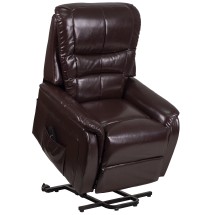 Flash Furniture CH-US-153062L-BRN-LEA-GG Hercules Brown LeatherSoft Remote Powered Lift Recliner for Elderly