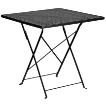Flash Furniture CO-1-BK-GG 28" Square Black Indoor/Outdoor Steel Folding Patio Table