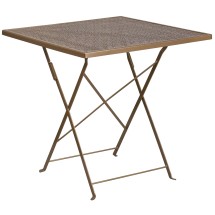 Flash Furniture CO-1-GD-GG 28&quot; Square Gold Indoor/Outdoor Steel Folding Patio Table