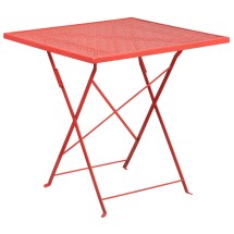 Flash Furniture CO-1-RED-GG 28&quot; Square Coral Indoor/Outdoor Steel Folding Patio Table