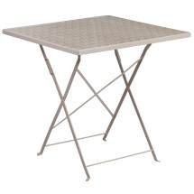 Flash Furniture CO-1-SIL-GG 28" Square Light Gray Indoor/Outdoor Steel Folding Patio Table