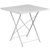 Flash Furniture CO-1-WH-GG 28&quot; Square White Indoor/Outdoor Steel Folding Patio Table