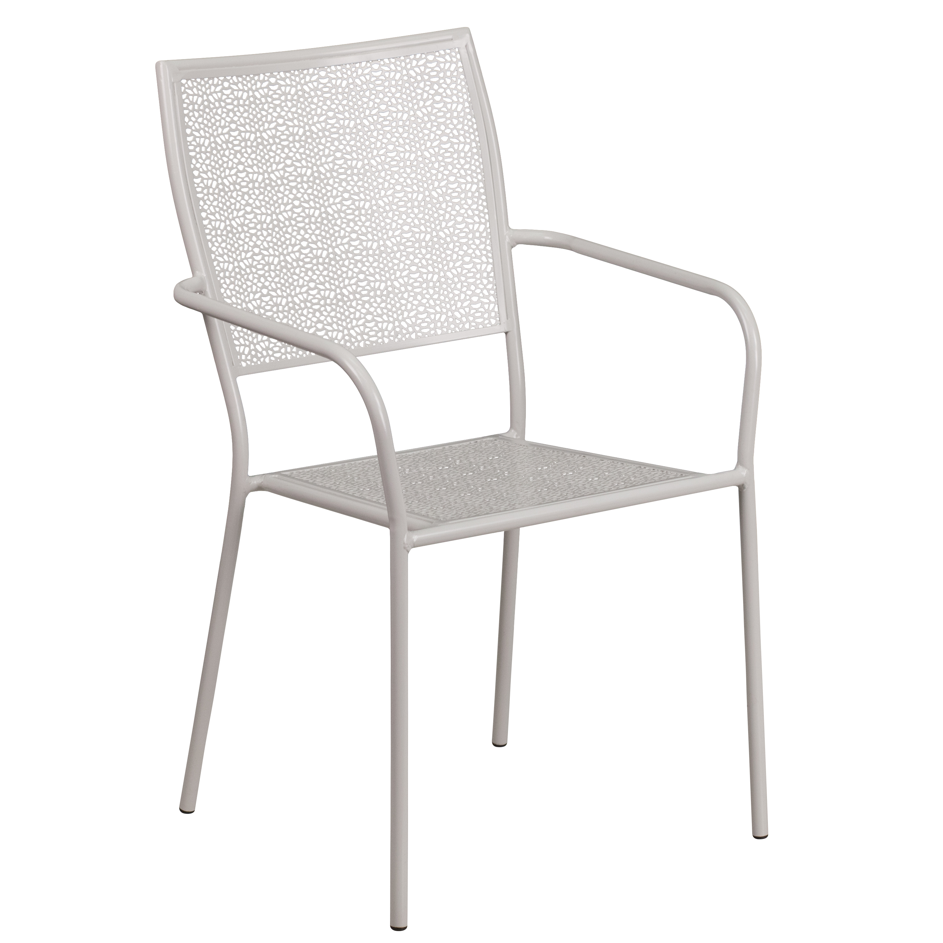 Flash Furniture CO-2-SIL-GG Light Gray Indoor/Outdoor Steel Patio Arm Chair with Square Back