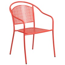 Flash Furniture CO-3-RED-GG Coral Indoor/Outdoor Steel Patio Arm Chair with Round Back
