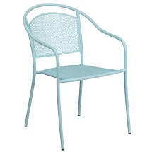 Flash Furniture CO-3-SKY-GG Sky Blue Indoor/Outdoor Steel Patio Arm Chair with Round Back