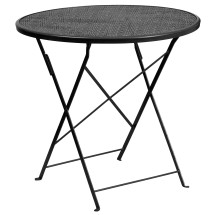 Flash Furniture CO-4-BK-GG 30&quot; Round Black Indoor/Outdoor Steel Folding Patio Table