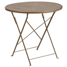Flash Furniture CO-4-GD-GG 30&quot; Round Gold Indoor/Outdoor Steel Folding Patio Table